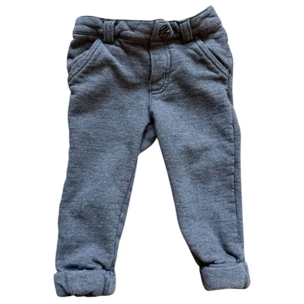 Toddler Boys Gymboree 2014 Solid Gray Cuffed Hem Dress Pants - Sz 18-24 mo